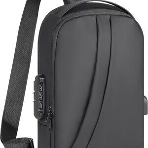 Compact Waterproof Men's Crossbody Bag with Lock & Multiple Storage Compartments
